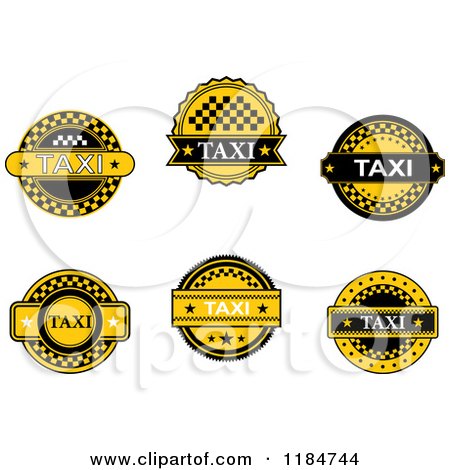 Clipart of Yellow and Black Taxi Labels - Royalty Free Vector Illustration by Vector Tradition SM