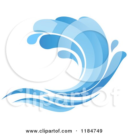 Clipart of a Blue Surf Ocean Wave 9 - Royalty Free Vector Illustration by Vector Tradition SM