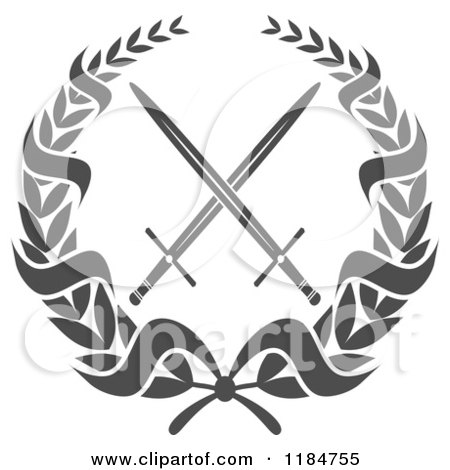 Heraldic Cross Swords with Laurel Wreath Vector Clip Art