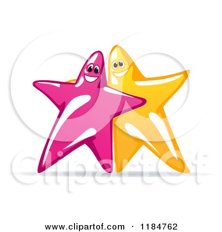 Clipart of Happy Pink and Yellow Stars Posing - Royalty Free Vector Illustration by Vector Tradition SM