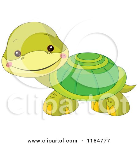 Cartoon of a Cute Baby Turtle Smiling - Royalty Free Vector Clipart by Pushkin