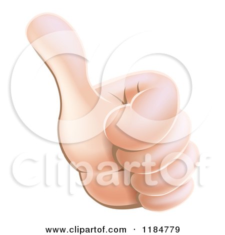 Cartoon of a Caucasian Thumb up Hand - Royalty Free Vector Clipart by AtStockIllustration