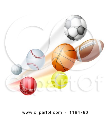 Cartoon of Athletic Sports Balls Flying - Royalty Free Vector Clipart by AtStockIllustration