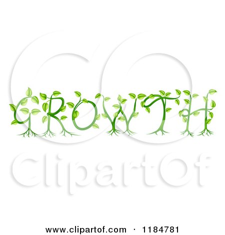 Clipart of Green Plants and Roots Spelling GROWTH - Royalty Free Vector Illustration by AtStockIllustration