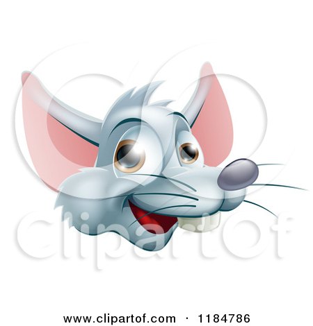 Cartoon of a Happy Gray Rat Face - Royalty Free Vector Clipart by AtStockIllustration