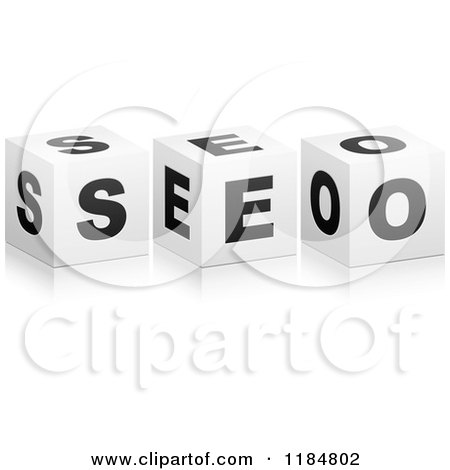 Clipart of 3d Black and White Cubes Spelling SEO - Royalty Free Vector Illustration by Andrei Marincas