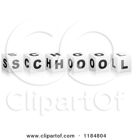 Clipart of 3d Black and White Cubes Spelling SCHOOL - Royalty Free Vector Illustration by Andrei Marincas