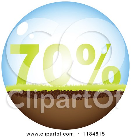 Clipart of a 70 Percent over Grass in a Sphere - Royalty Free Vector Illustration by Andrei Marincas