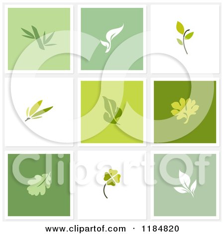 Clipart of Green Leaf Designs - Royalty Free Vector Illustration by elena