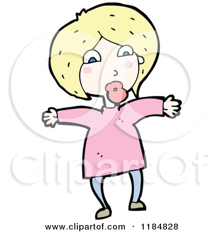 Cartoon of a Woman with a Blonde Hair - Royalty Free Vector Illustration by lineartestpilot