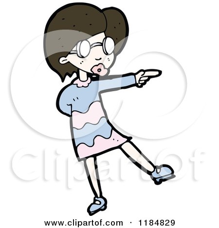 Cartoon of a Woman Pointing - Royalty Free Vector Illustration by lineartestpilot