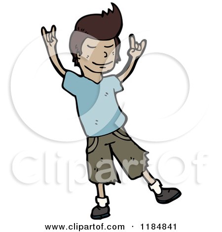 Cartoon of an African American Boy Dancing, - Royalty Free Vector Illustration by lineartestpilot