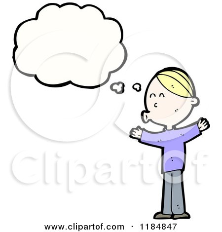 Cartoon of a Boy Thinking and Whistling - Royalty Free Vector Illustration by lineartestpilot