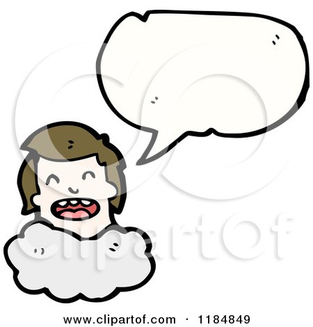 Cartoon of a Boy with His Head in the Clouds Speaking - Royalty Free Vector Illustration by lineartestpilot