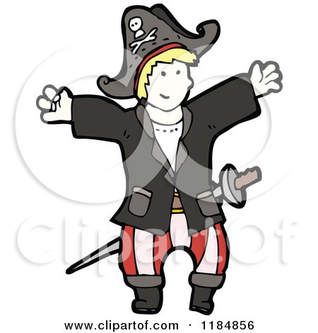 Cartoon of a Boy in a Pirate Costume - Royalty Free Vector Illustration by lineartestpilot