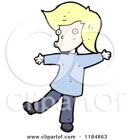 Cartoon of a Boy Whistling - Royalty Free Vector Illustration by lineartestpilot