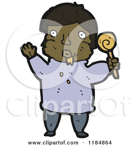 Cartoon of an African American Boy Witha Lollipop - Royalty Free Vector Illustration by lineartestpilot