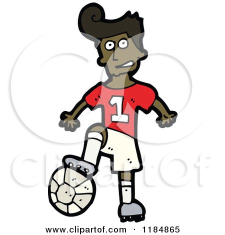 Cartoon of a Black Boy Playing Soccer - Royalty Free Vector Illustration by lineartestpilot