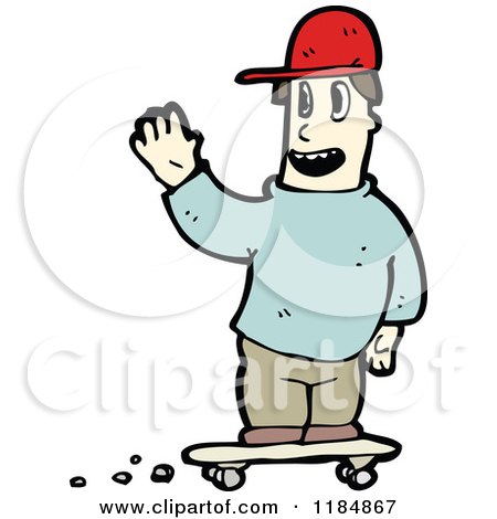 Cartoon of a Boy Riding a Skateboard - Royalty Free Vector Illustration by lineartestpilot
