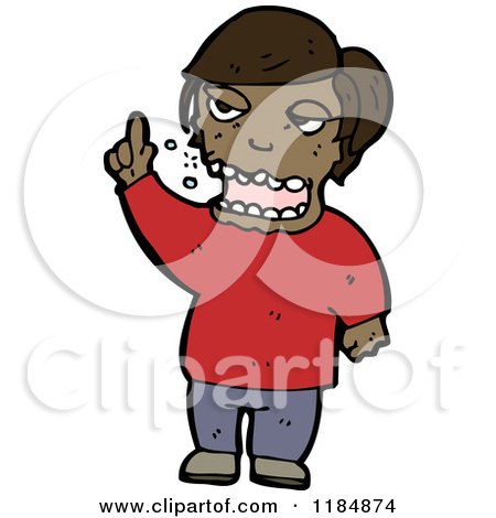 Cartoon of an African American Boy Pointing - Royalty Free Vector Illustration by lineartestpilot