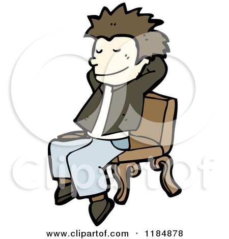 Cartoon of a Tean Boy Sitting on a Bench - Royalty Free Vector Illustration by lineartestpilot