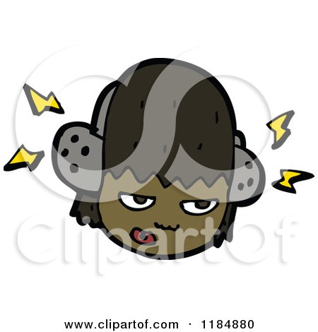 Cartoon of an African American Girl Wearing Headphones - Royalty Free Vector Illustration by lineartestpilot