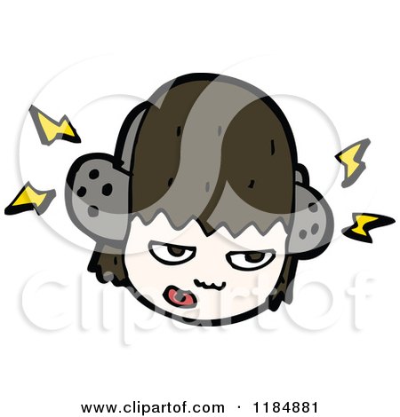 Cartoon of a Girl Listening to Headphones - Royalty Free Vector Illustration by lineartestpilot