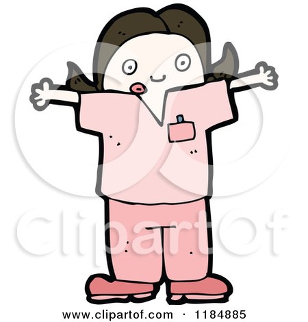 Cartoon of a Girl Dressed As a Doctor - Royalty Free Vector Illustration by lineartestpilot