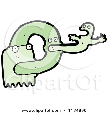 Cartoon of Ghosts Coming out of the Letter O - Royalty Free Vector Illustration by lineartestpilot
