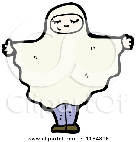 Cartoon of a Child in a Ghost Costume - Royalty Free Vector Illustration by lineartestpilot