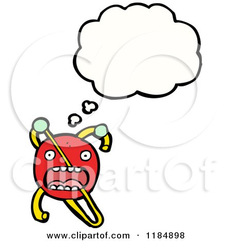 Cartoon of a Red Germ Character Talking with Blank Thought Cloud - Royalty Free Vector Illustration by lineartestpilot