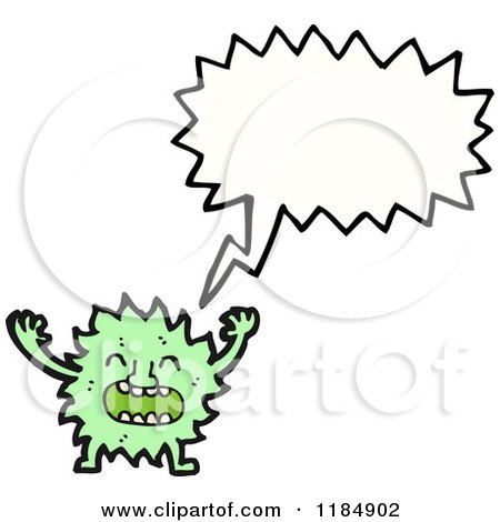 Cartoon of a Green Furry Monster Speaking - Royalty Free Vector Illustration by lineartestpilot