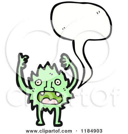 Cartoon of a Green Furry Monster Speaking - Royalty Free Vector Illustration by lineartestpilot