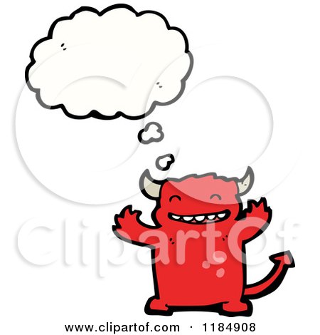 Cartoon of a Monster Thinking, - Royalty Free Vector Illustration by lineartestpilot