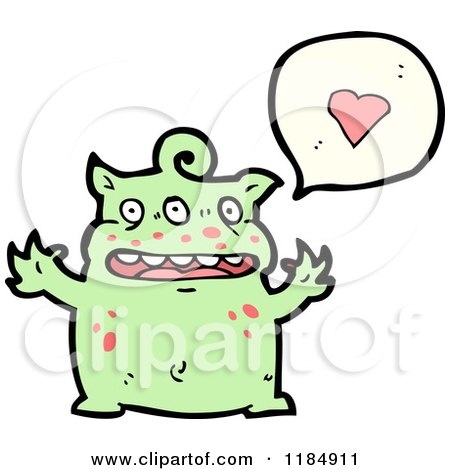 Cartoon of a Monster Speaking About Love - Royalty Free Vector Illustration by lineartestpilot