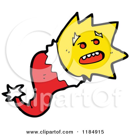 Cartoon of a Sun Monster Coming out of a Santa Hat - Royalty Free Vector Illustration by lineartestpilot