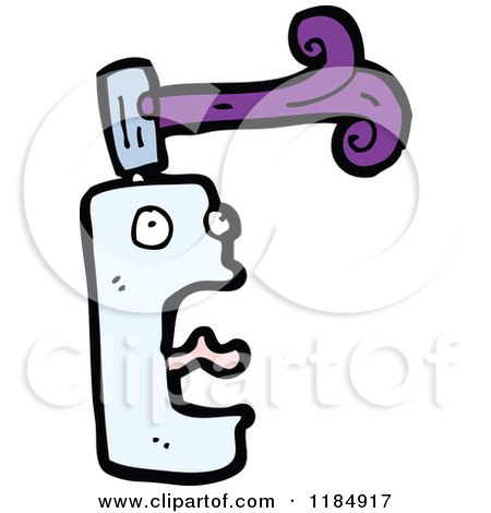 Cartoon of a Hammer Hitting a Monster Head - Royalty Free Vector Illustration by lineartestpilot