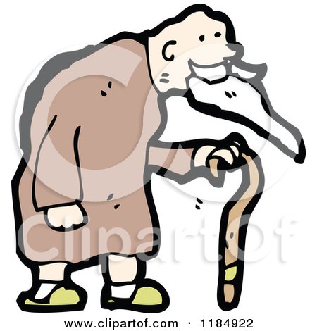 Cartoon of an Elderly Man with a Cane - Royalty Free Vector Illustration by lineartestpilot