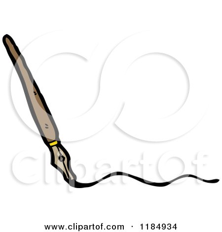 Cartoon of a Writing Fountain Pen - Royalty Free Vector Illustration by lineartestpilot