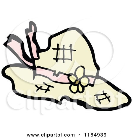 Cartoon of a Tattered Ladies Sun Hat - Royalty Free Vector Illustration by lineartestpilot