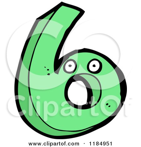 Cartoon of the Number 6 Mascot - Royalty Free Vector Illustration by lineartestpilot