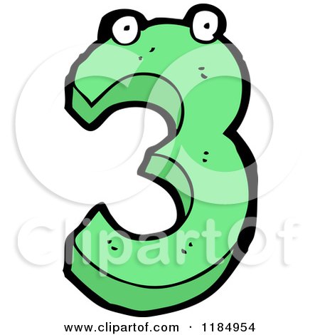 Cartoon of the Number 3 Mascot - Royalty Free Vector Illustration by lineartestpilot