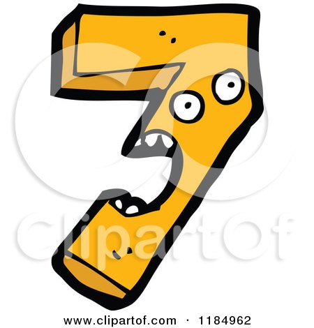 Cartoon of the Number 7 - Royalty Free Vector Illustration by lineartestpilot