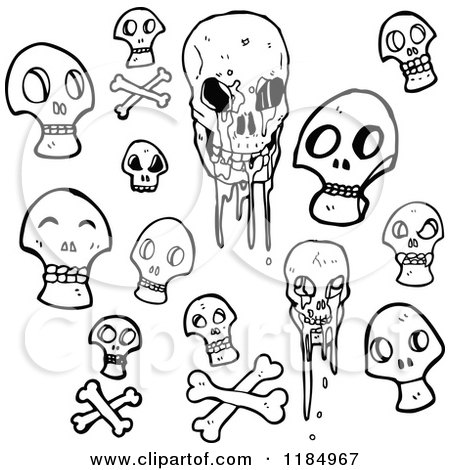 Cartoon of a Some Skulls - Royalty Free Vector Illustration by lineartestpilot