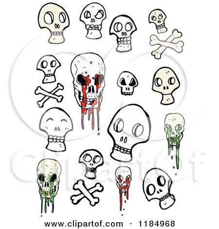 Cartoon of Some Skulls - Royalty Free Vector Illustration by lineartestpilot