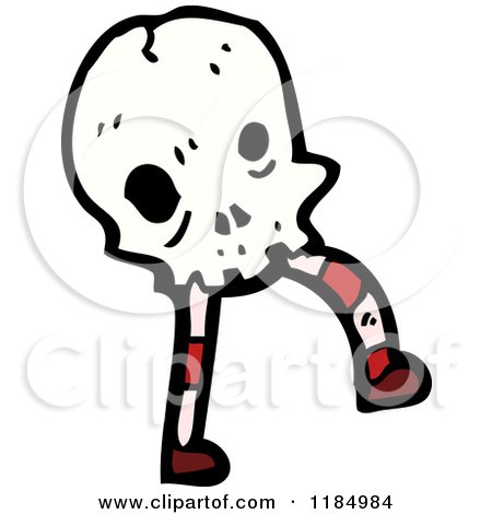 Cartoon of a Skull with Legs - Royalty Free Vector Illustration by lineartestpilot