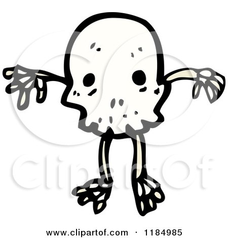 Cartoon of a Skull with Legs - Royalty Free Vector Illustration by lineartestpilot