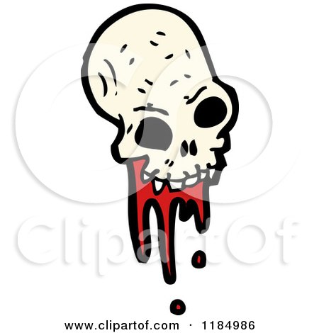 Cartoon of a Bloody Skull - Royalty Free Vector Illustration by lineartestpilot