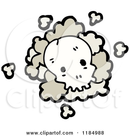 Cartoon of a Skull with Dust Puffs - Royalty Free Vector Illustration by lineartestpilot