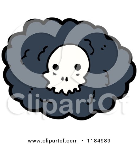 Cartoon of a Storm Cloud with a Skull - Royalty Free Vector Illustration by lineartestpilot